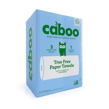 Caboo Bamboo Towel Tissue 3 rolls (75 Sheets) Plastic Free