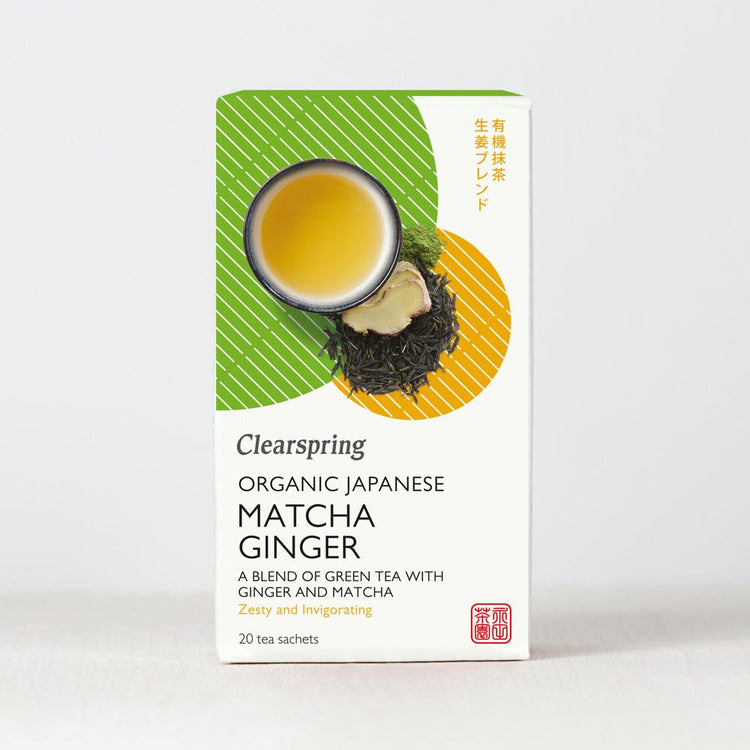 Clearspring Organic Japanese Matcha Ginger Green Tea 20 tea sachets