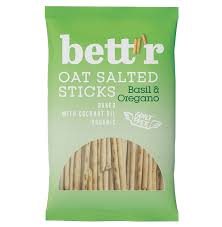 Bett'r Organic Oat Salted Sticks Basil & Oregano with Coconut Oil 50g