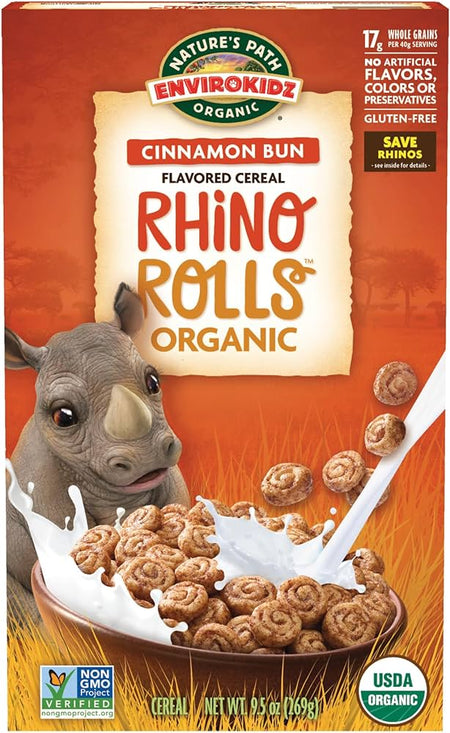 Nature's Path Envirokidz Organic Cinnamon Bun Rhino Rolls Cereal 269g