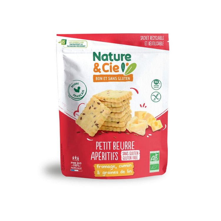 Nature & Cie Gluten Free Cheese Cumin and Flax Seeds Petit Beurre Savory Biscuits 80g