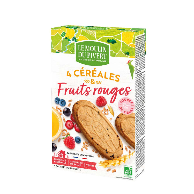 Le Moulin Du Pivert Cereals & Red Fruits Biscuits 190g