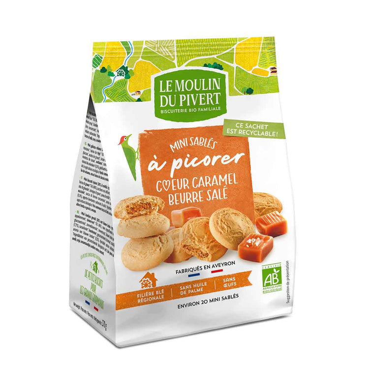 Le Moulin Du Pivert Mini Biscuits Filled with Salted Butter Caramel 170g