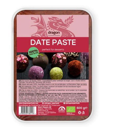 Dragon Superfoods Date Paste -Rich in fibre no added sugar Organic Raw 500g