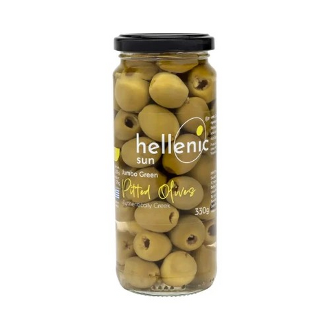 Hellenic Sun Jumbo Green Olives - pitted in brine - 330g