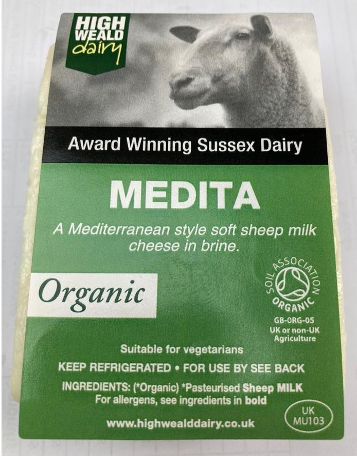 High Weald Organic Medita (Feta style) Sheep Milk Cheese 125g