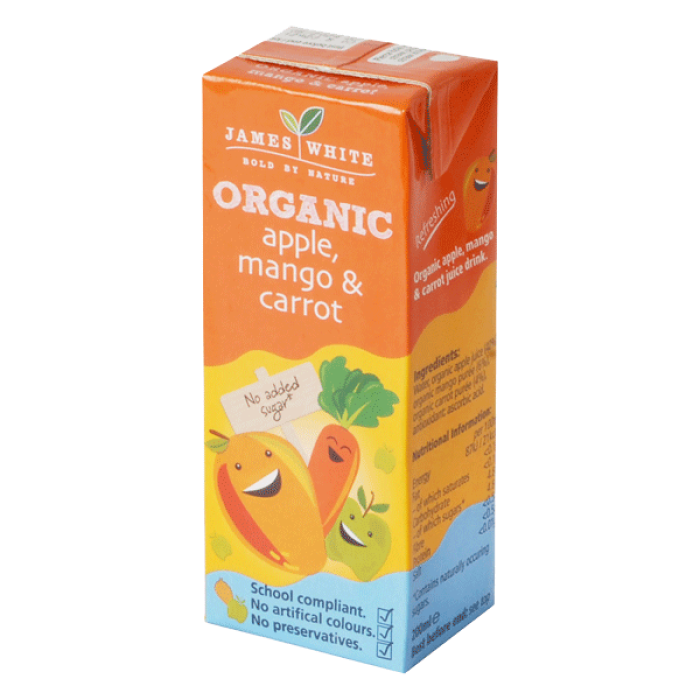 James White Organic Apple Mango & Carrot - Tetra 3x200ml