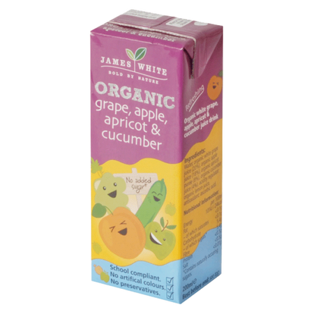 James White Organic Grape Apple Apricot & Cucumber - Tetra 3x200ml
