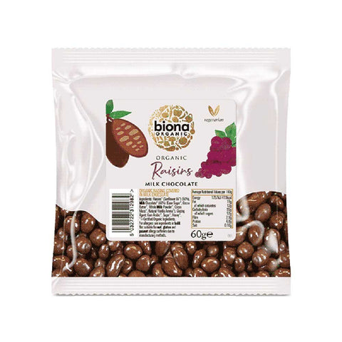 Biona Organic Milk Chocolate covered Raisins - 60g