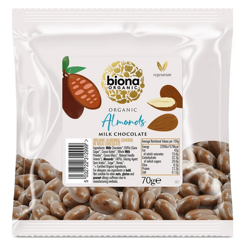 Biona Milk Chocolate Covered Almonds - 70g