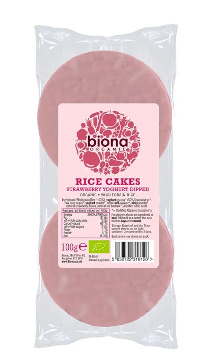 Biona Organic Strawberry Yoghurt Coated Rice Cakes 100g
