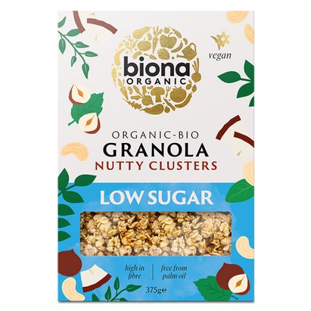 Biona Organic Granola Nutty Clusters Low Sugar 375g