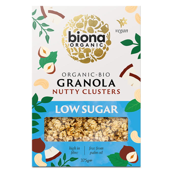 Biona Organic Granola Nutty Clusters Low Sugar 375g