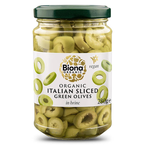 Biona Italian Sliced Green Olives in Brine Organic - 280g