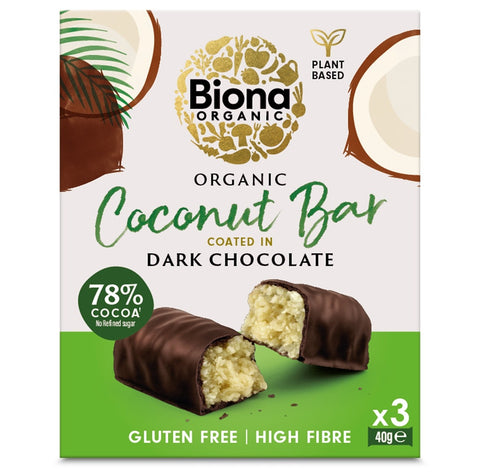 Biona Coconut Bar Coated in Dark Chocolate - 40g