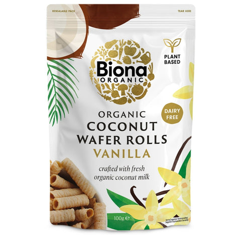 Biona Coconut Wafer Rolls Vanilla - 100g
