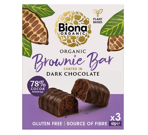 Biona Brownie Bar Coated in Dark Chocolate - 40g