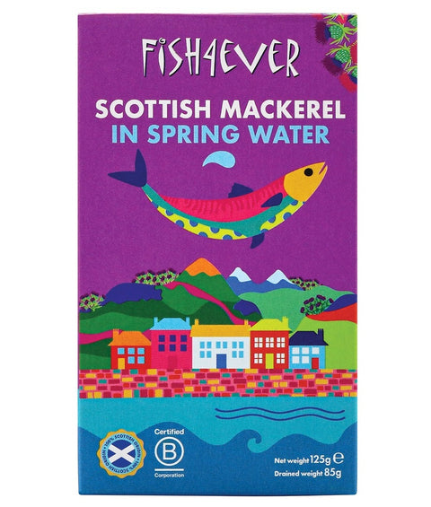 Fish4Ever Scottish Mackerel In Spring Water 125g