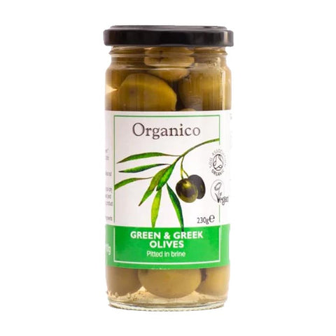 Organico Green & Greek Olives Pitted in Brine - 230g