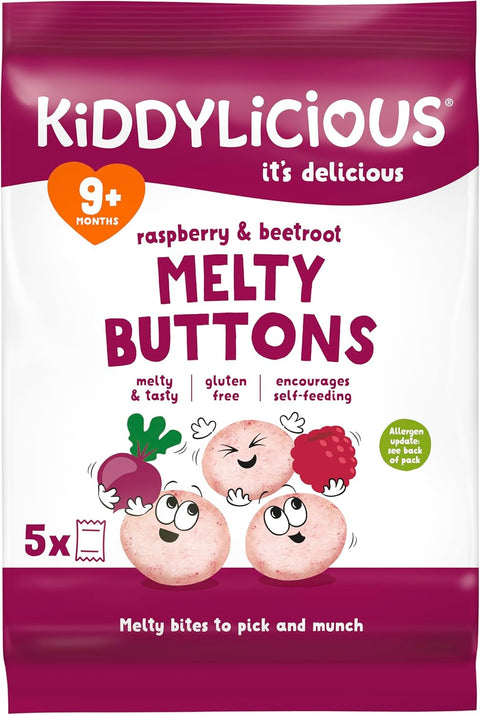 Kiddylicious Melty Buttons Raspberry & Beetroot - 30g