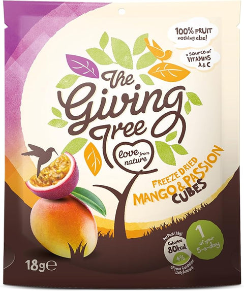 Giving Tree Snacks Freeze Dried Mango & Passion Fruit Cubes - 18g