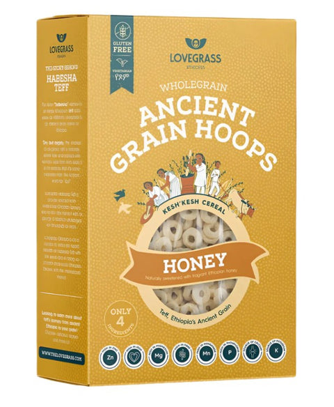 Lovegrass Ethiopia Wholegrain Ancient Grain Hoops Honey - 350g