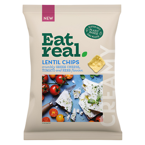 Eat Real Lentil Chips Greek Cheese Tomato & Herb - 95g