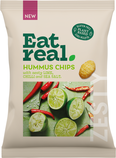 Eat Real Hummus Chips with Zesty Lime, Chilli and Sea Salt - 110g