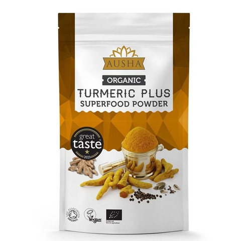 Ausha Organic Turmeric with Black Pepper Ginger Cardamom - 250g