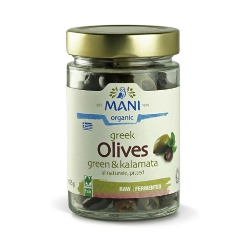 Mani Organic Kalamata & Green Olives al Naturale - 175g