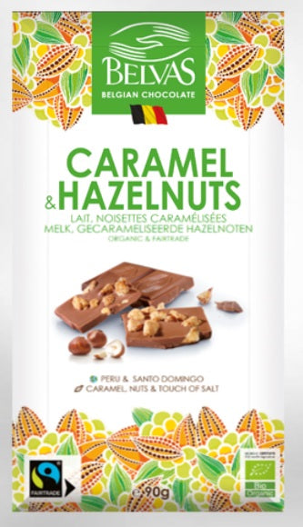 Belvas Belgian Caramel & Hazelnuts Chocolate Bar 90g