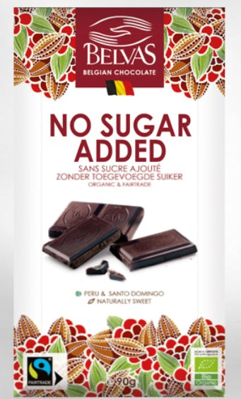Belvas Belgian No Added Sugar Dark Chocolate Bar 90g