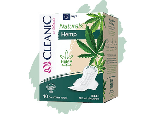 Cleanic Natural Organic Hemp Night Sanitary Pad 10pcs