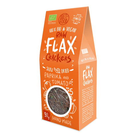 Diet Food Bio Flax Crackers with Tomatoes & Pepper - 90g