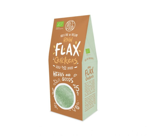 Diet Food Bio Flax Crackers with Herbs & Seeds - 90g