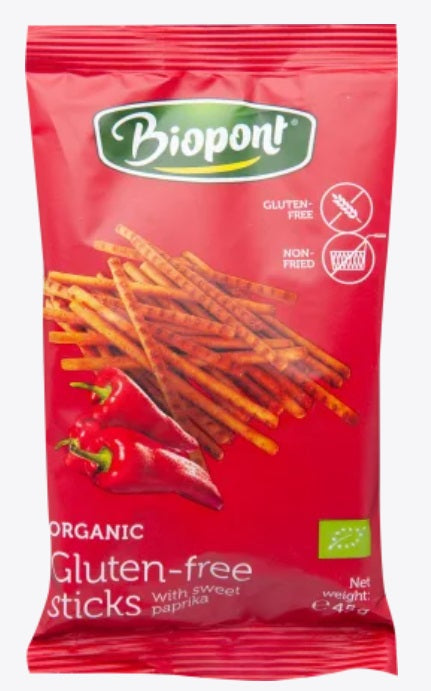Biopont Organic Gluten-free Salty Sticks with Sweet Paprika 45g