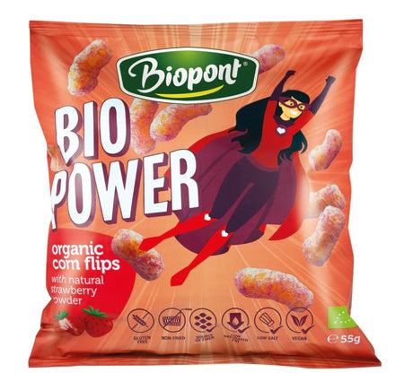 Biopont Bio Power Strawberry Extruded Organic Corn 55g