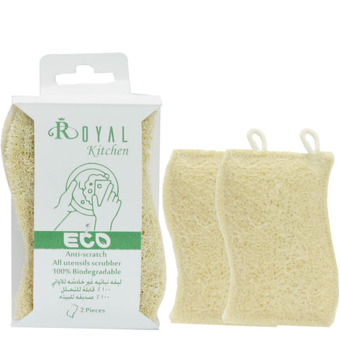 Royal 100% Natural Loofah Kitchen Scrubber Wavy Shape 2pcs