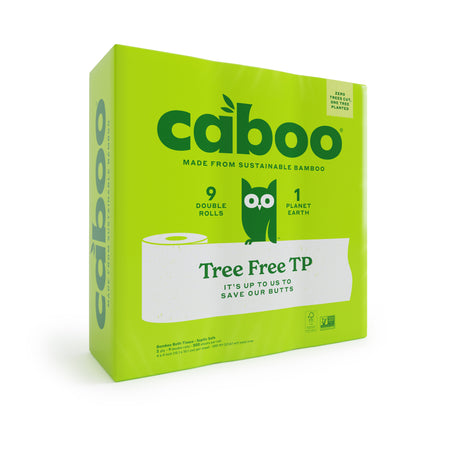 Caboo Bamboo Bath Tissue 2ply - 9 double rolls (300 Sheets) Plastic Free