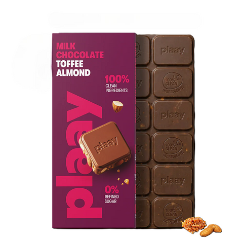 Plaay Milk Chocolate Toffee Almond Bar - 80g
