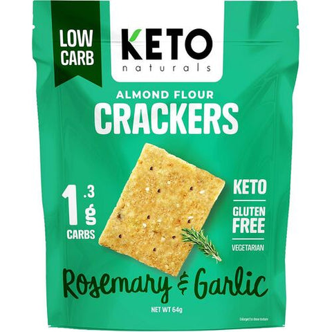 Keto Naturals Almond Flour Crackers Rosemary & Garlic 64g