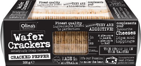 Olinas Bakehouse Wafer Crackers Cracked Pepper 100g