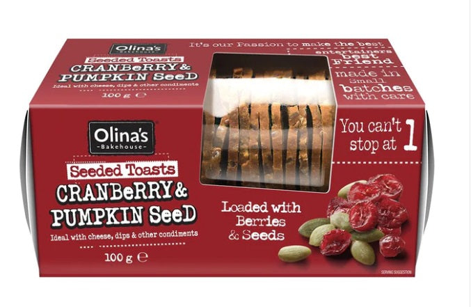 Olinas Bakehouse Cranberry & Pumpkin Seeded Toasts 100g