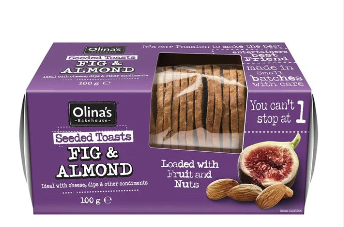Olinas Bakehouse Fig & Almond Seeded Toasts 100g