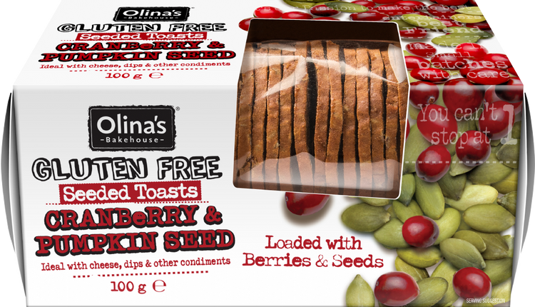 Olinas Bakehouse Gluten Free Cranberry & Pumpkin Seeded Toasts 100g