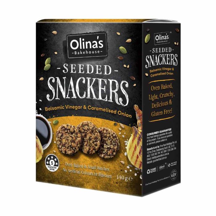 Olinas Bakehouse Seeded Snackers Balsamic Vinegar & Caramelised Onion 140g