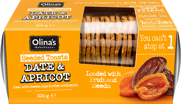 Olinas Bakehouse Date & Apricot Seeded Toasts 100g