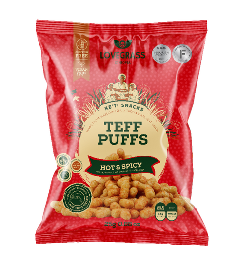 Lovegrass Ethiopia Teff Puffs Hot & Spicy - 25g