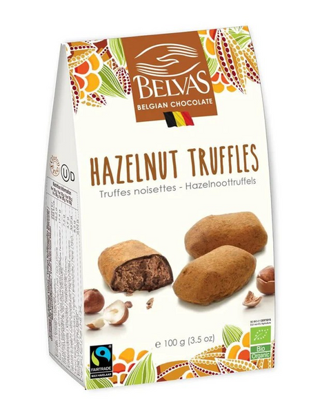 Belval's hazelnut truffles , organic, vegan and gluten-free hazelnut truffle chocolate.