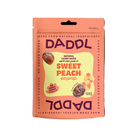 DADDL Sweet Peach snack package . Shop now from Biorganic store Dubai